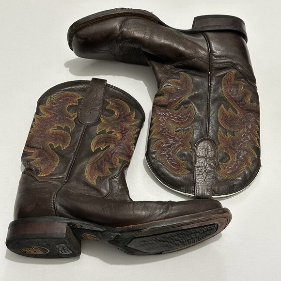 Dan Post Other - Dan Post Mens 9 D Brown Leather Pull On Square Toe Cowboy Western Work Boot